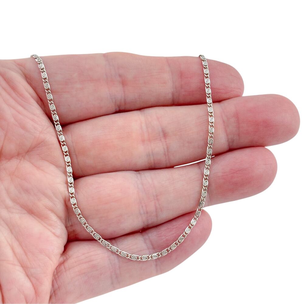 Vintage Sterling Silver 925 Scroll Chain Necklace 16"